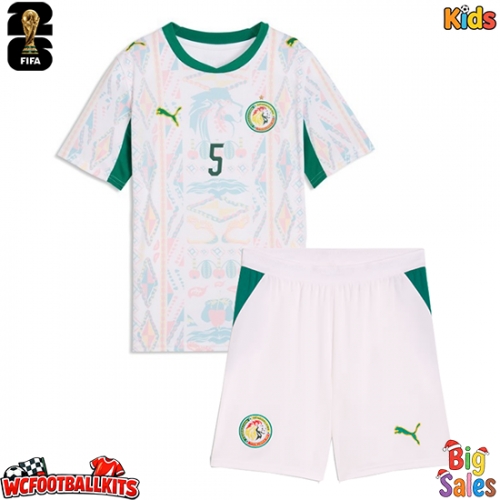 Senegal Idrissa Gueye #5 Replica Home Stadium Kit for Kids World Cup 2026 Short Sleeve (+ pants)
